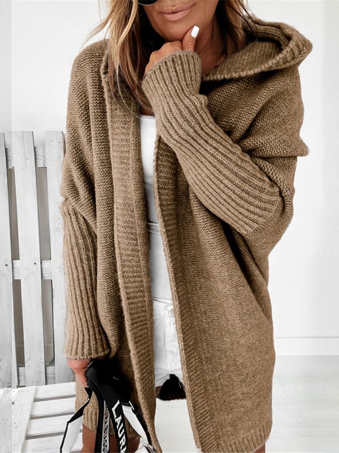 Lina | Lange Strickjacke mit Kapuze