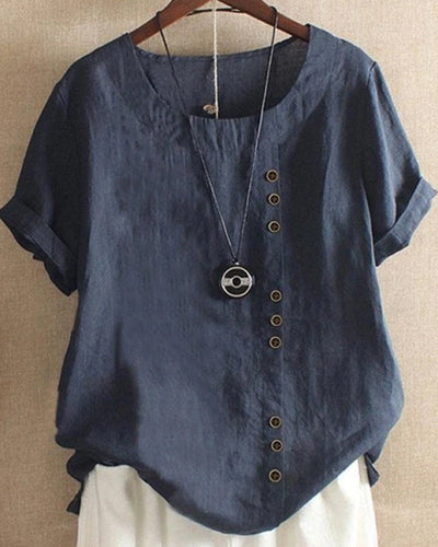 Kelly | Damenbluse Unifarben, Kurzarm, Rundhalsausschnitt
