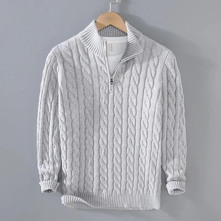 Nick | Pullover mit Reißverschluss aus Zopfstrick