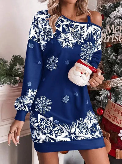 Maya | Weihnachten Schneeflocken Print Kleid