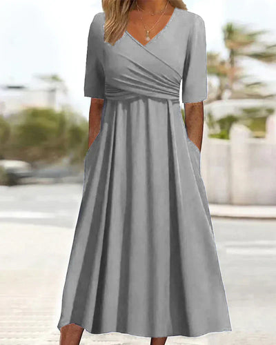 Variant image for Alloura Kreuzkleid Damen – Bequemes Patchwork Design, V-Ausschnitt, Kurzarm-11