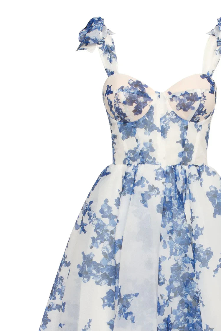 Violetta | Blaues Organza Midikleid