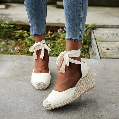 Ursula | Damen Sandalen Espadrille mit Knöchelgurt – Sommerschuhe