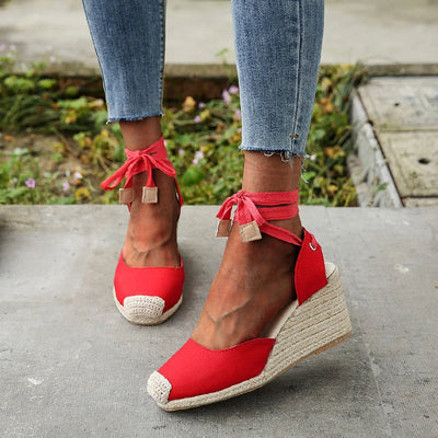 Ursula | Damen Sandalen Espadrille mit Knöchelgurt – Sommerschuhe