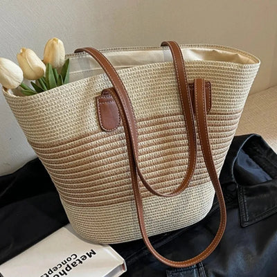 Strohbag | Umhängetasche Damen - Modische Crossbody Bag für Sommerausflüge-1