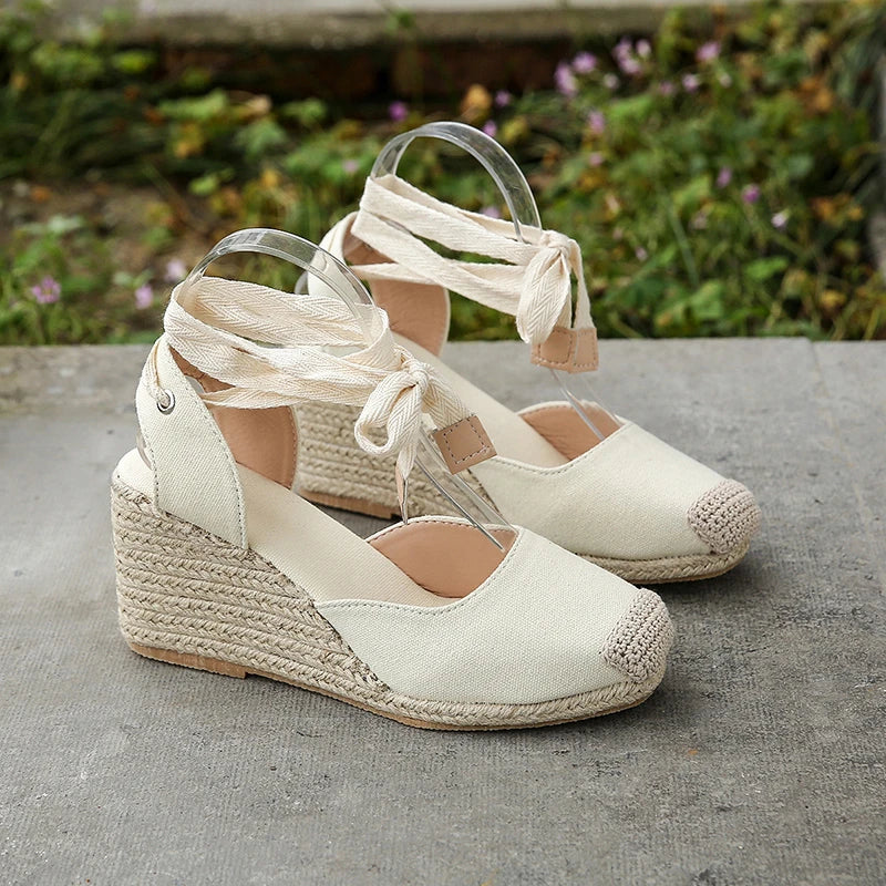 Ursula | Damen Sandalen Espadrille mit Knöchelgurt – Sommerschuhe