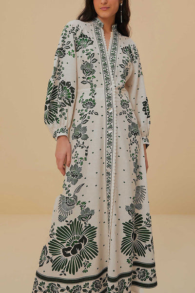 Anneliese | Einzigartiger Druck Langärmeliges Maxikleid