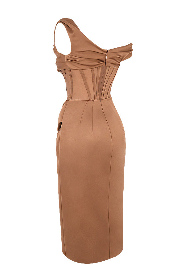 Loreen | Asymmetrisches drapiertes Midi Korsett