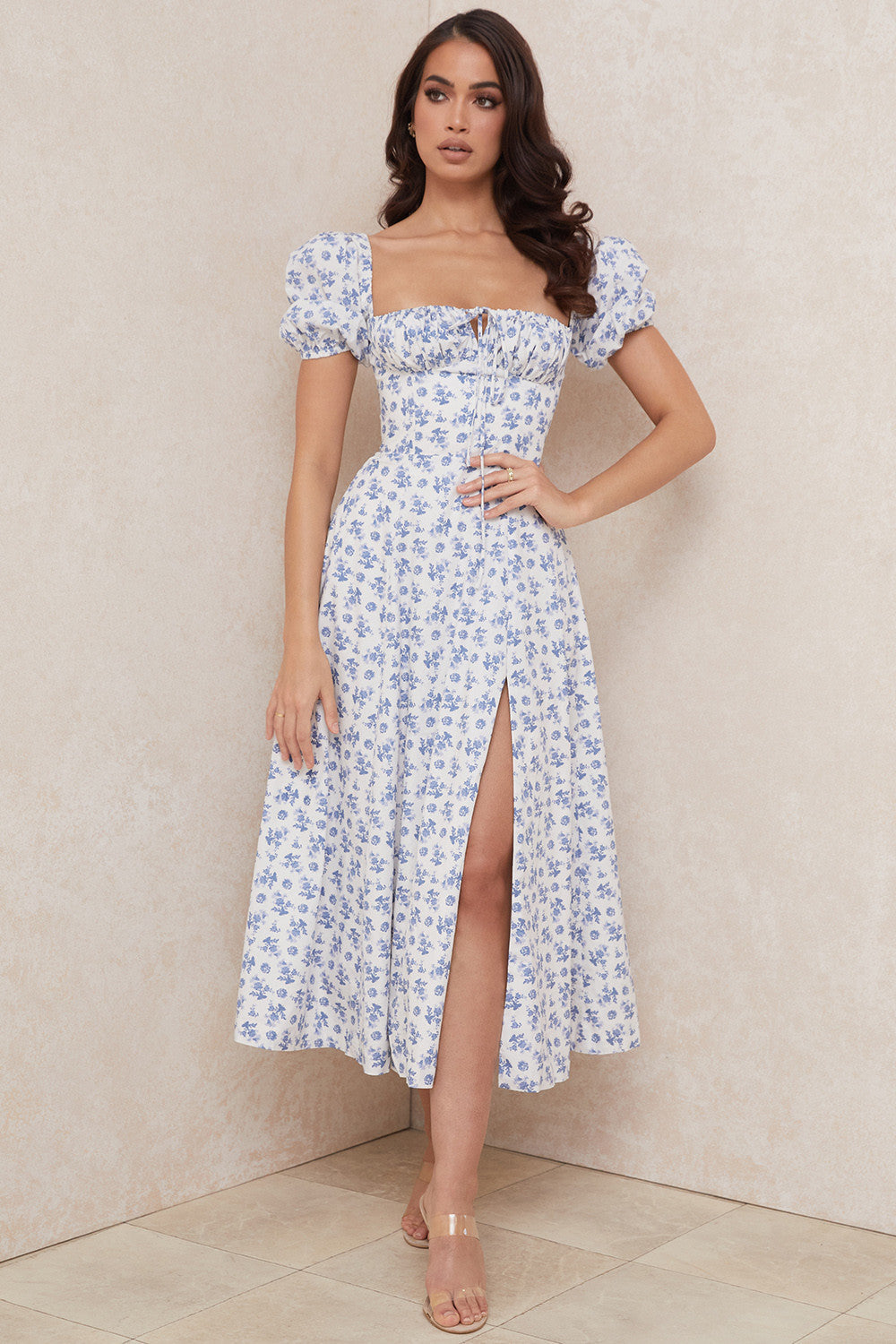 Birte | Midi jurk mit Blumen