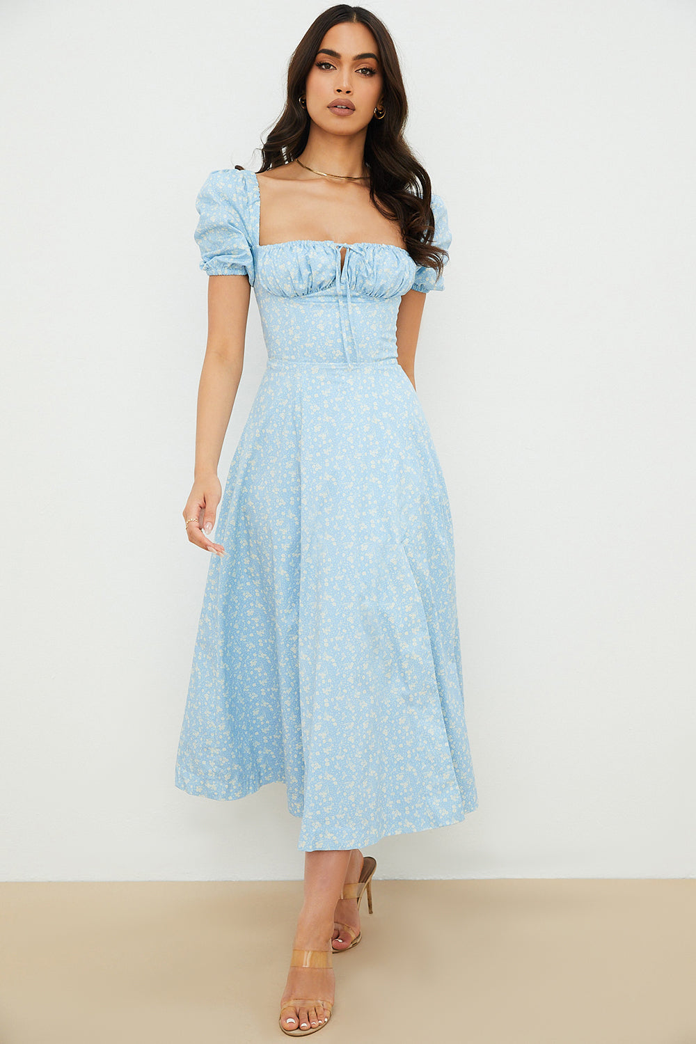 Birte | Midi jurk mit Blumen