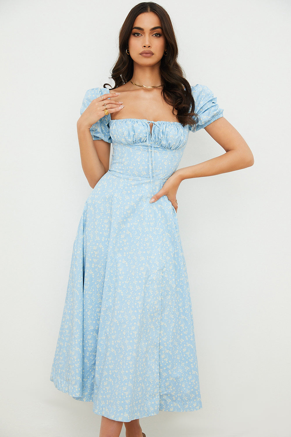 Birte | Midi jurk mit Blumen